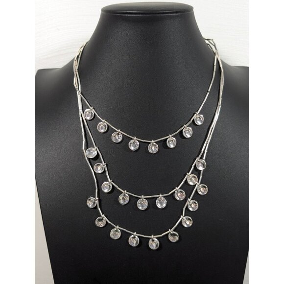 Cato Silver Tone Round Disc Charm Layered Necklace Coastal Prep 17 in - Picture 1 of 11